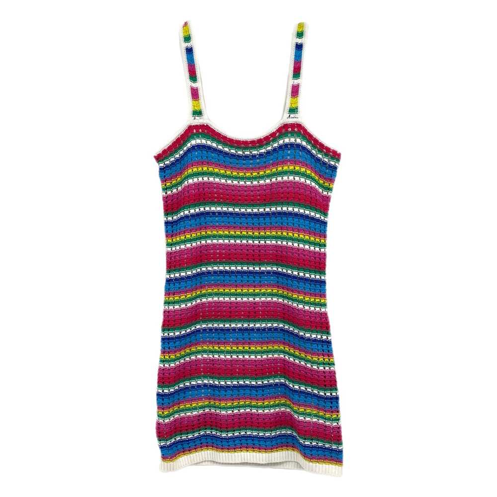 GAP Pink Blue Striped Crochet Mini Dress | Womens M